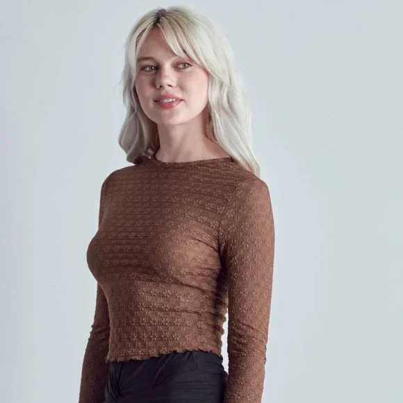 Floral Sheer Long Sleeve Top - Picture 1 of 4